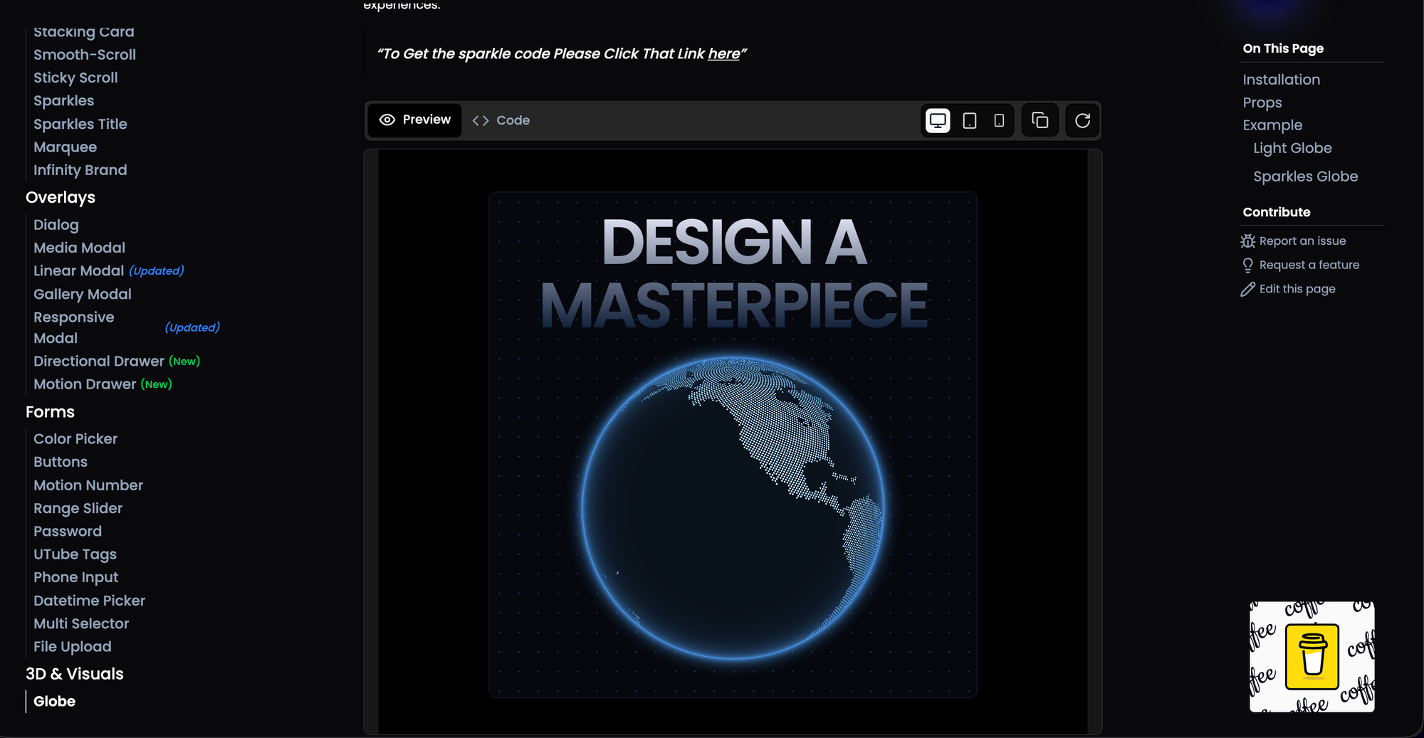 UI layout globe image