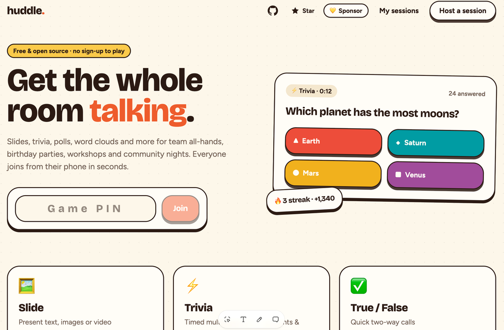 Huddle the best alternative to Kahoot, Mentimeter and Ahaslides